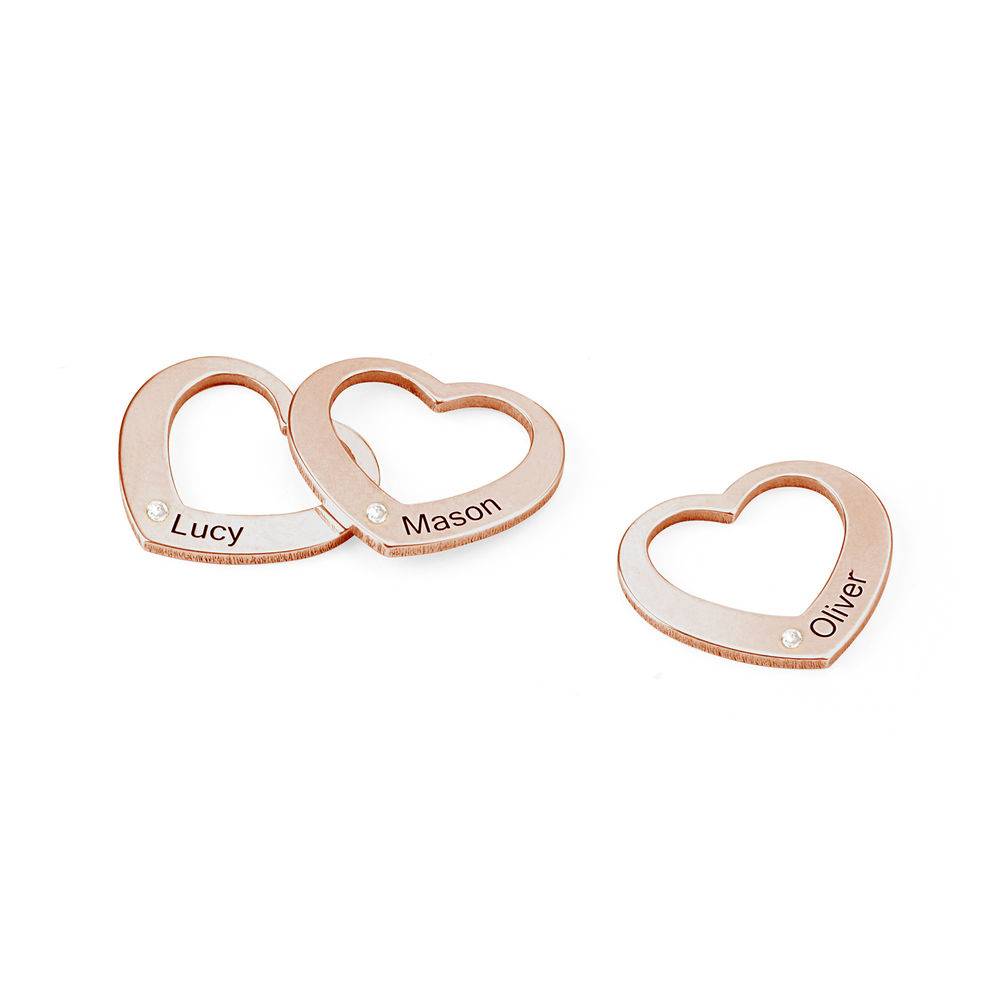 Diamond Heart Charm for Bangle Bracelet in Rose Gold Plating