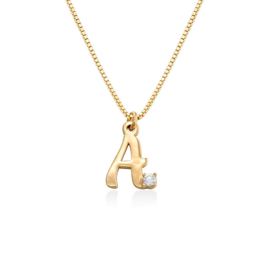 Diamond initial necklace in 18K Gold Plating-1 product photo