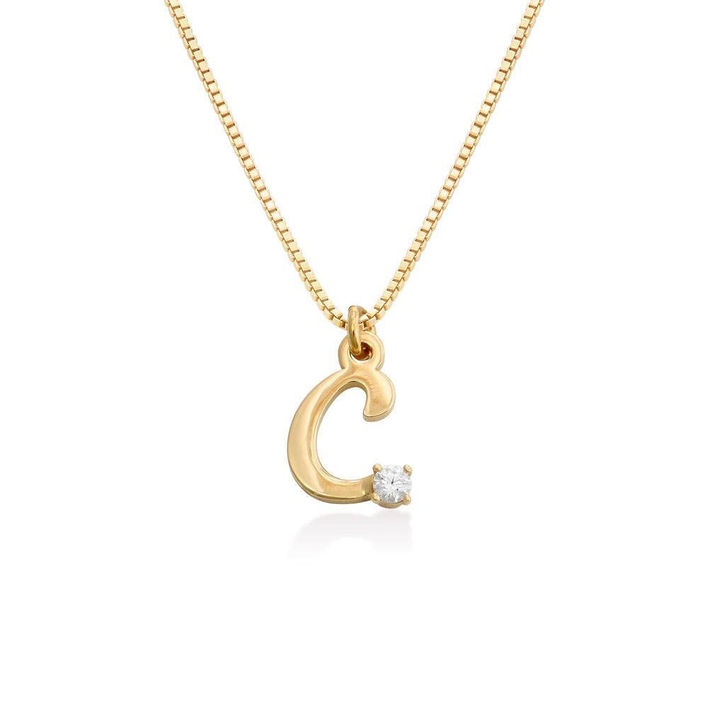 Diamond initial necklace in 18K Gold Vermeil-1 product photo