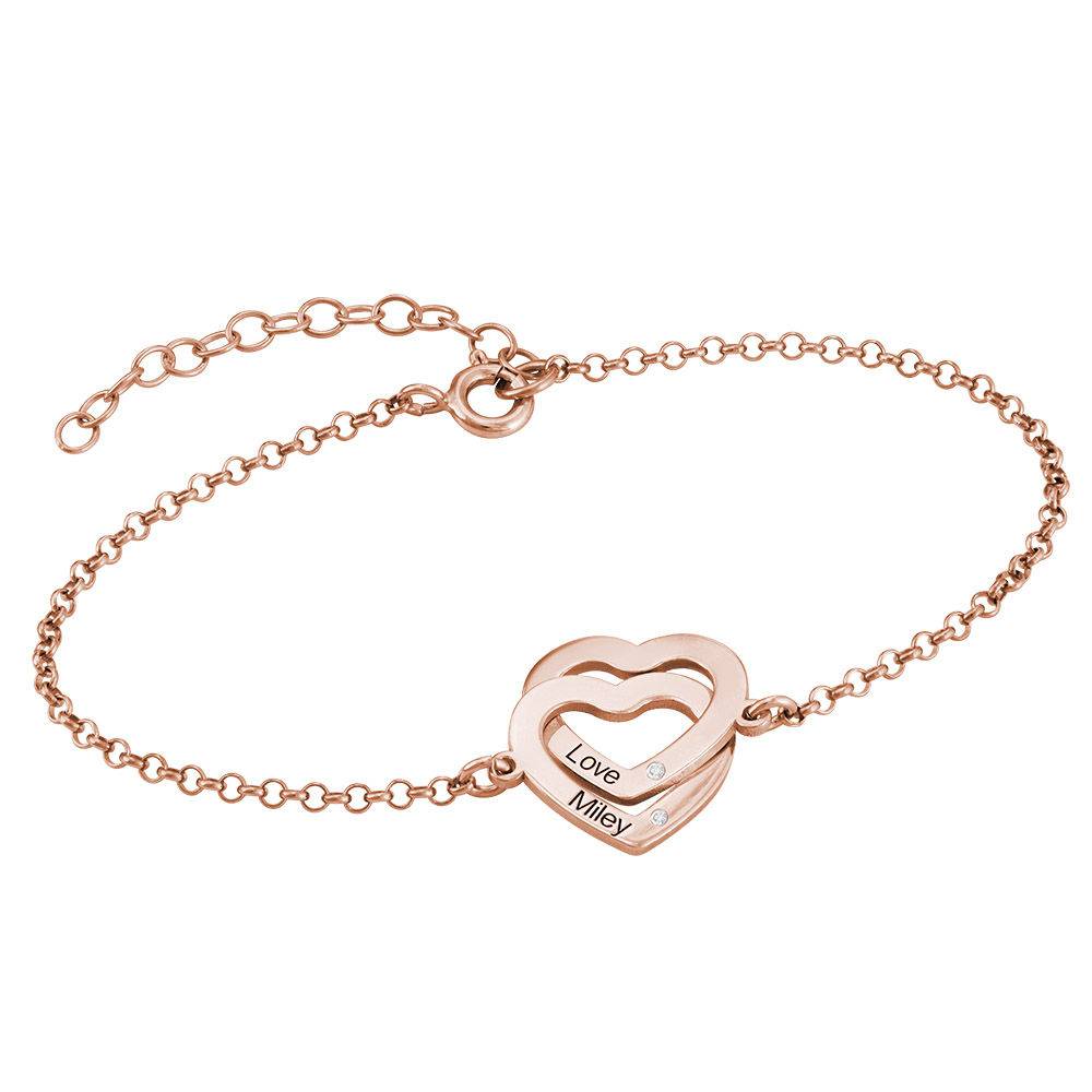 Claire Interlocking Adjustable Hearts Bracelet in Rose Gold Plated with Diamonds-1 product photo