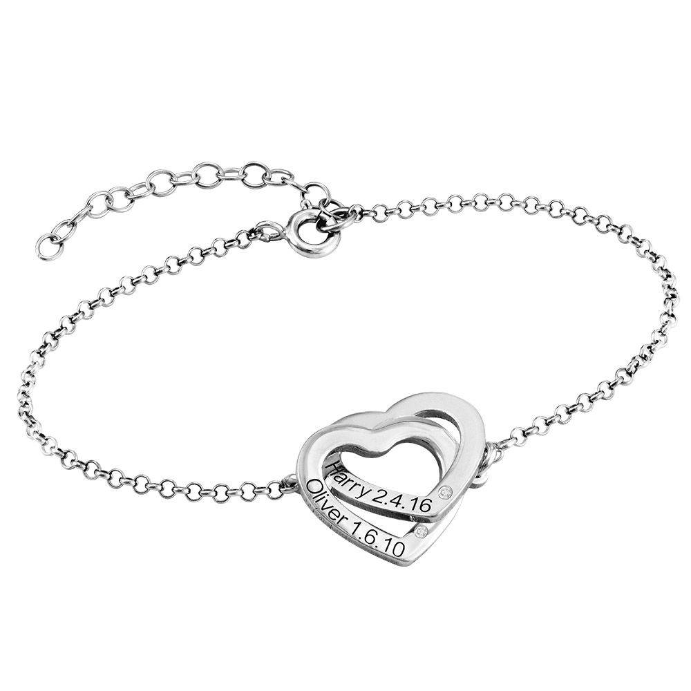 Claire Interlocking Adjustable Hearts Bracelet in Sterling Silver with Diamonds-1 product photo