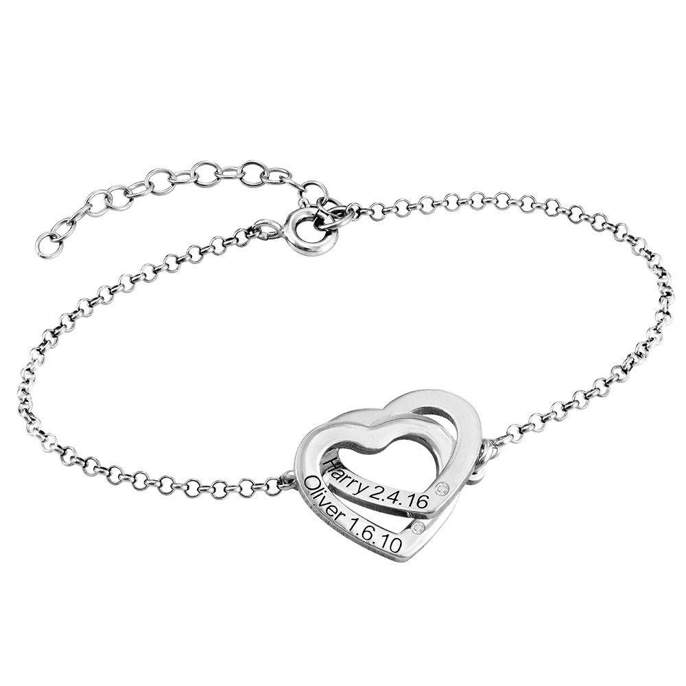 Claire Interlocking Adjustable Hearts Bracelet in Sterling Silver with  Diamonds