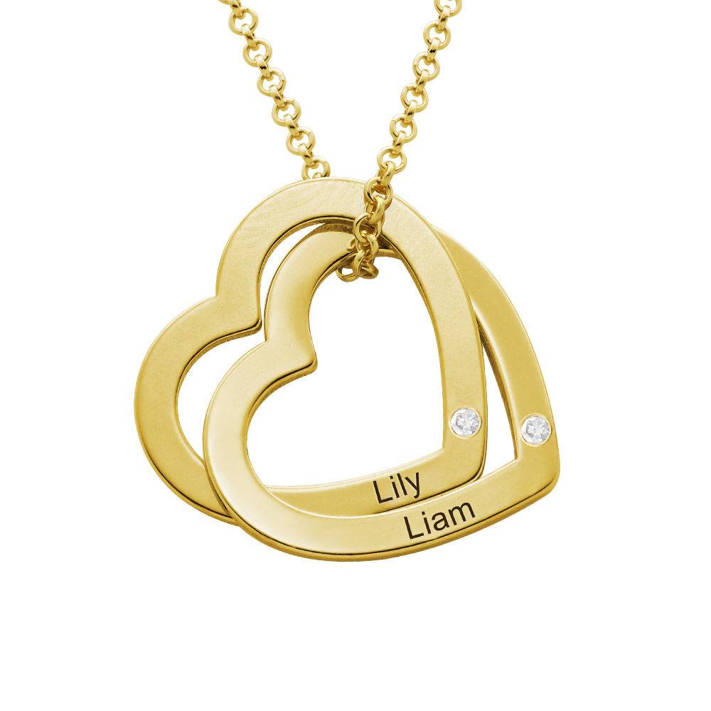 Claire Interlocking Hearts Necklace in Gold Plated with Diamonds-1 product photo