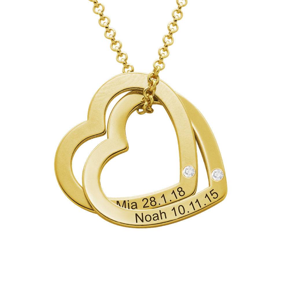 Claire Interlocking Hearts Necklace in 14K Yellow Gold with Diamonds-4 product photo
