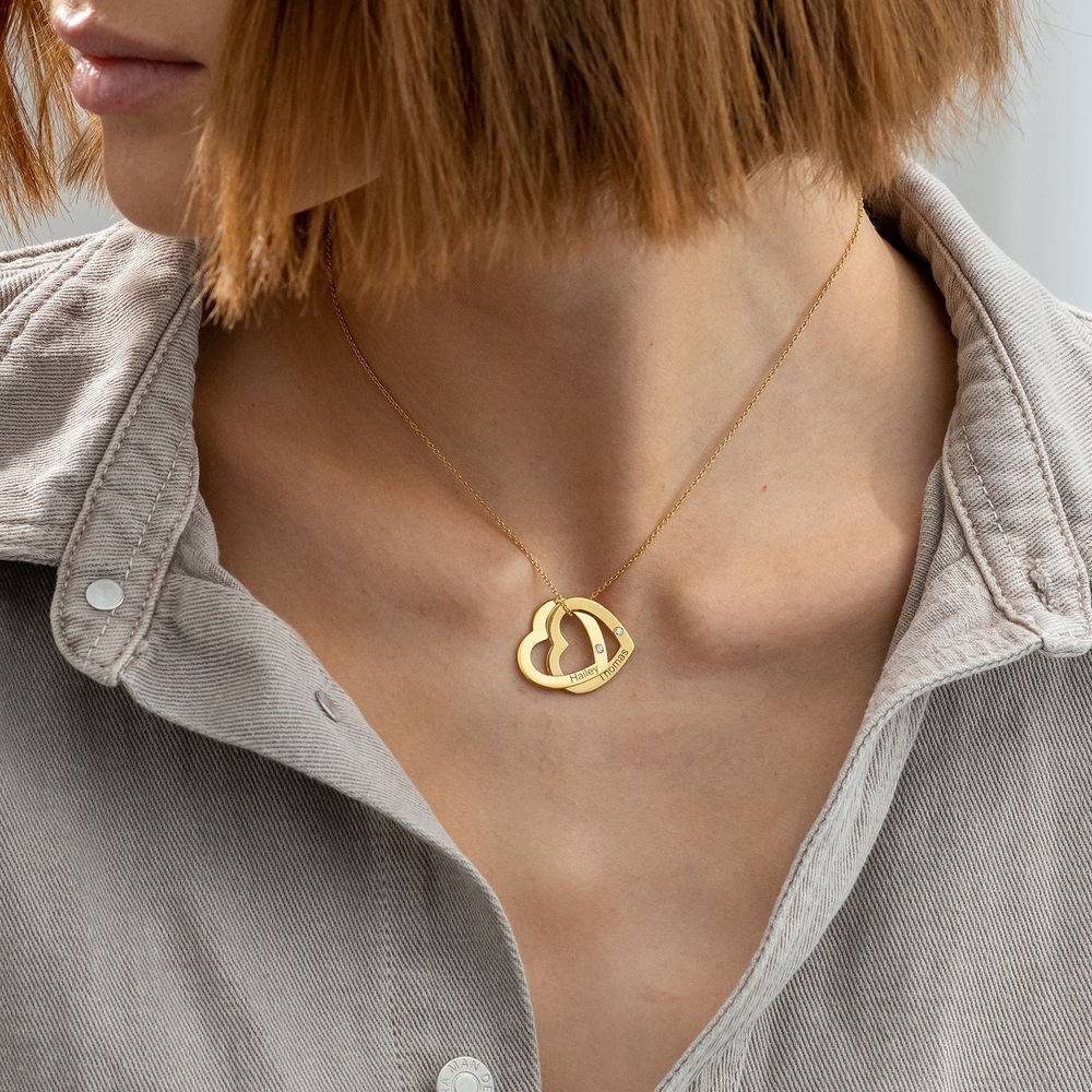 Claire Interlocking Hearts Necklace in 14K Yellow Gold with Diamonds-3 product photo