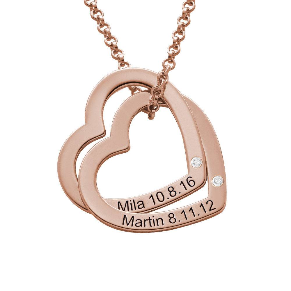 Claire Interlocking Hearts Necklace in Rose Gold Plated with Diamonds-2 product photo