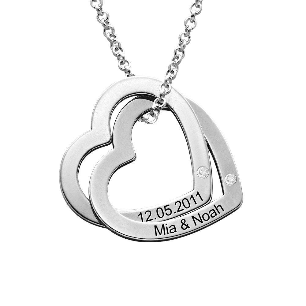 Claire Interlocking Hearts Necklace in 14K White Gold with Diamonds-4 product photo