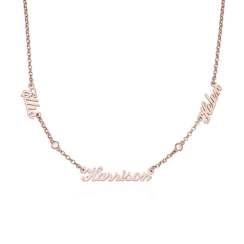 Heritage Diamond Multiple Name Necklace in 18K Rose Gold Plating-6 product photo