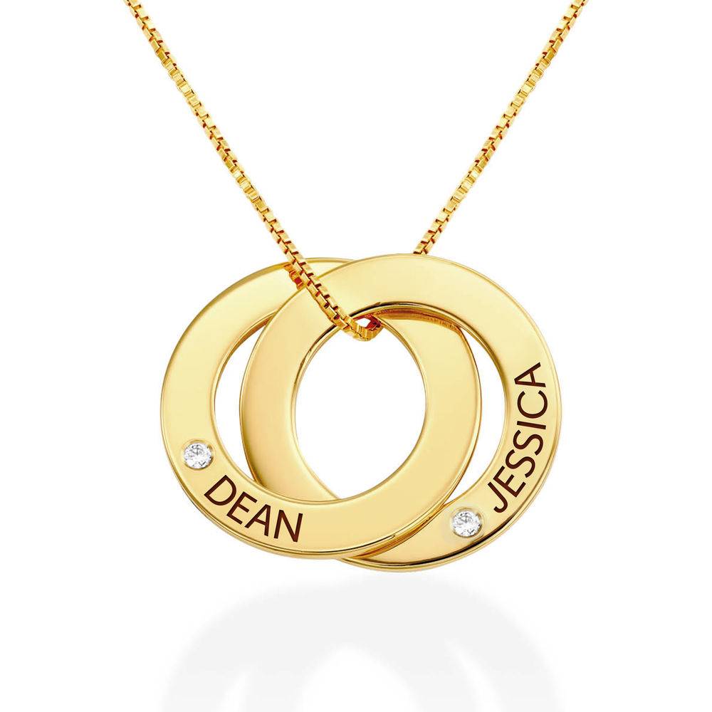 Diamond Russian Ring Necklace with 2 Rings in Gold Plating-1 product photo