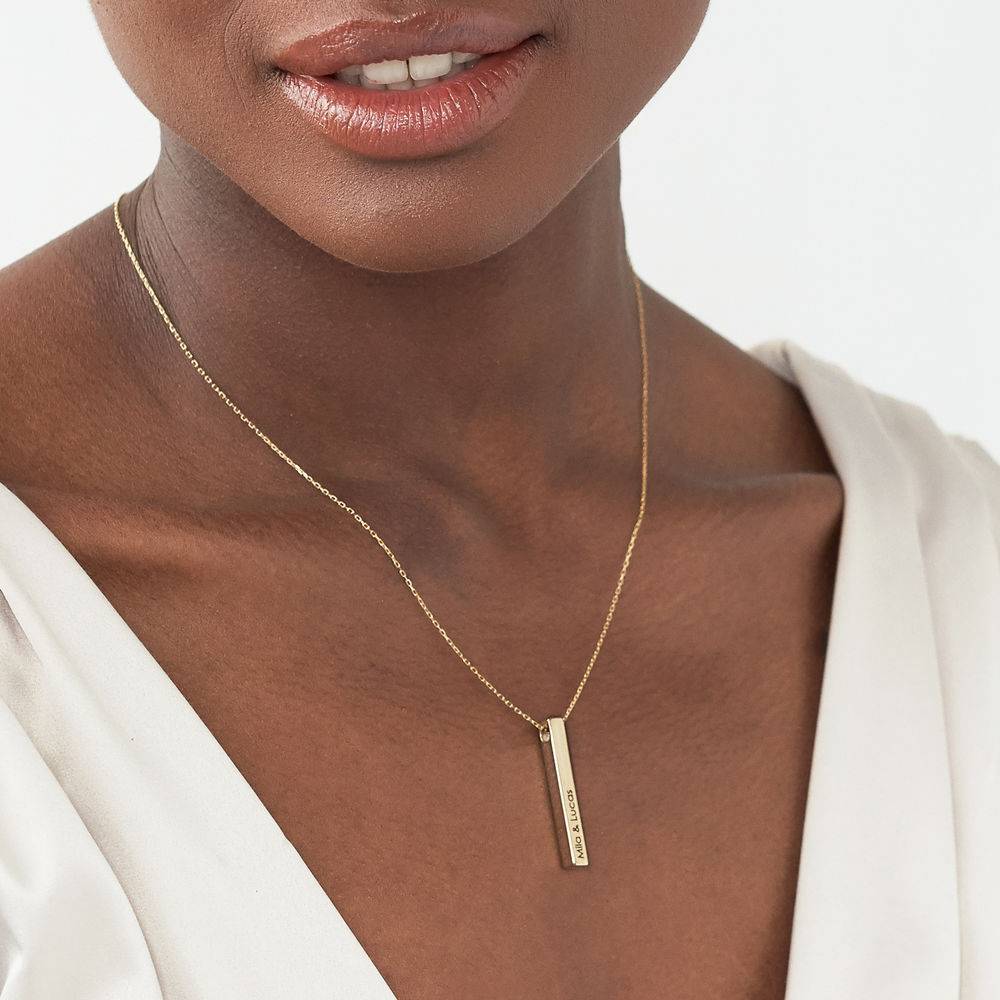 Totem 3D Bar Necklace in 14k Gold-3 product photo