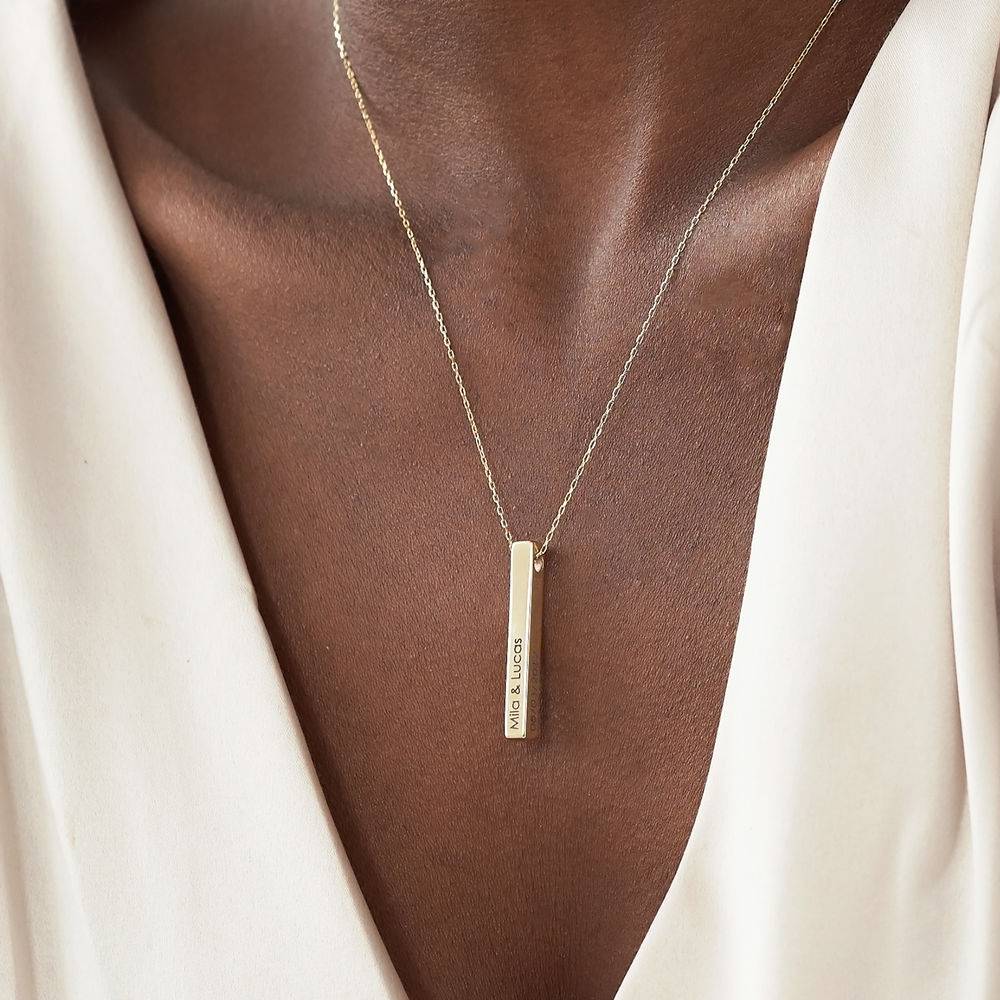 Totem 3D Bar Necklace in 14k Gold-2 product photo