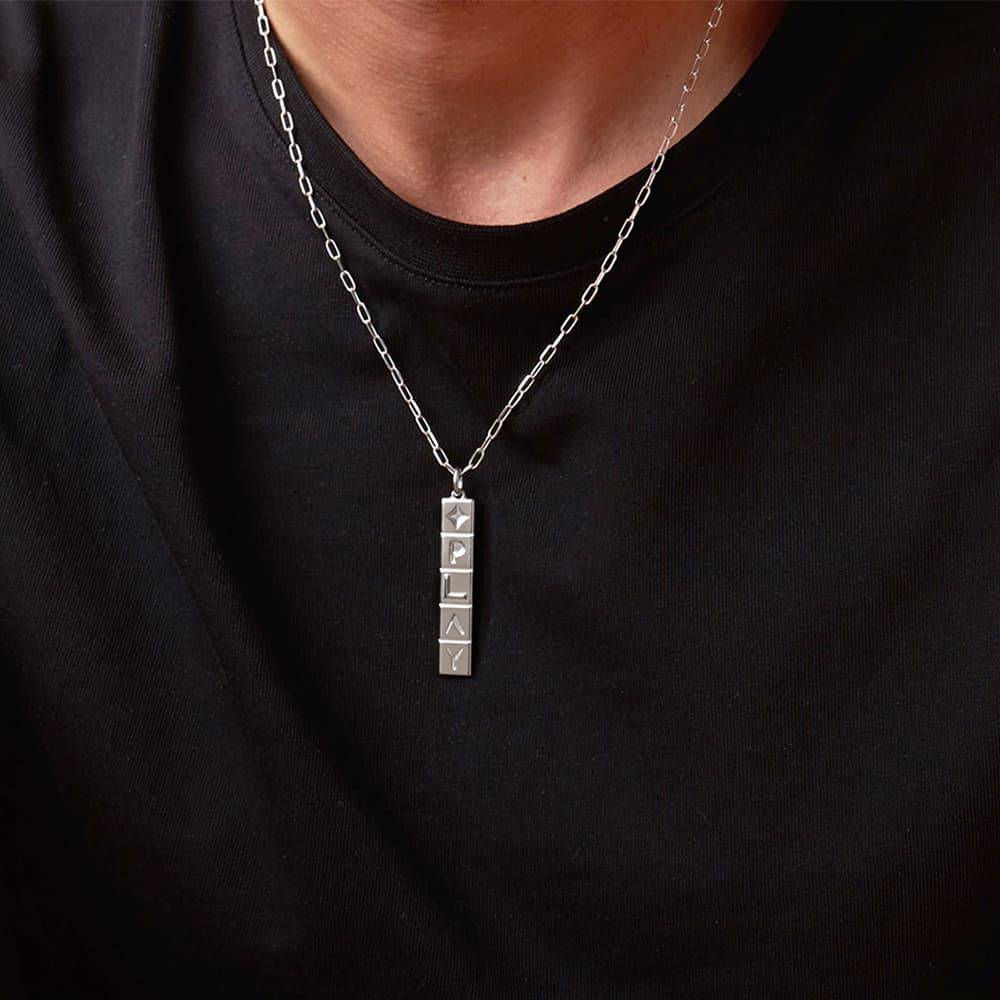 Domino ™ Vertical Tile Necklace in Sterling Silver-4 product photo