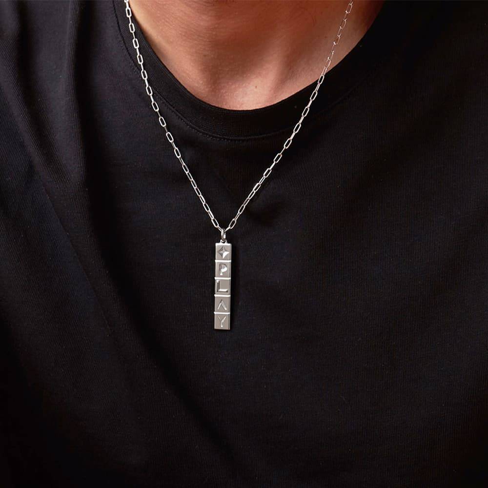 Domino ™ Vertical Tile Necklace in Sterling Silver-5 product photo