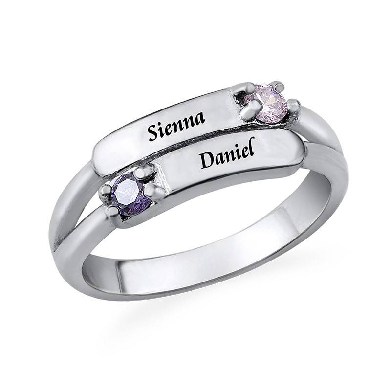 Double Birthstone Ring with Engraving-1 product photo