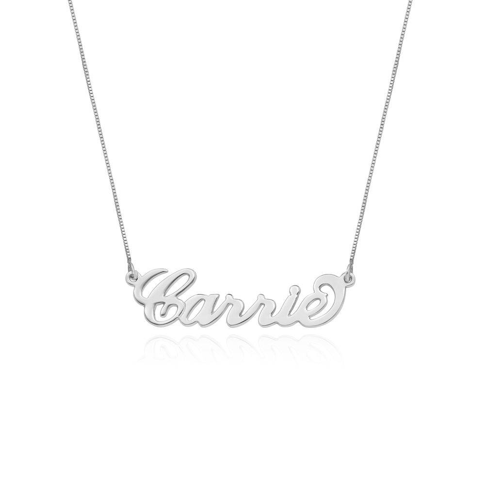 Double Thickness 14k White Gold Carrie-Style Name Necklace product photo