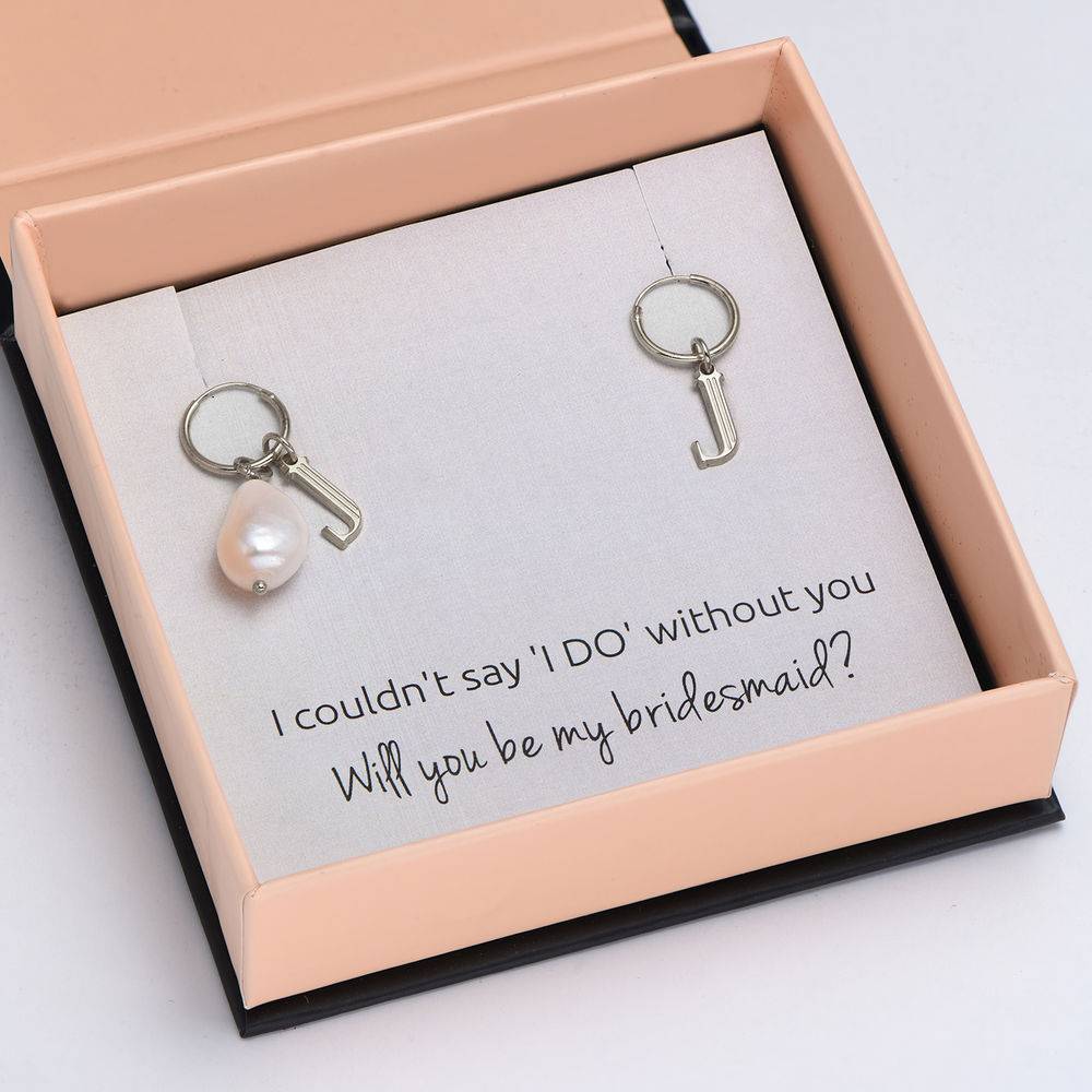 Down the Aisle - Pearl & Initial Earrings in Sterling Silver product photo