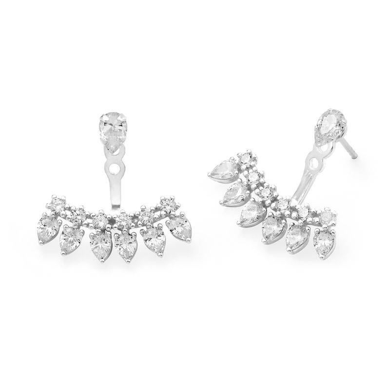 Ear Jacket Earrings with Cubic Zirconia in Sterling Silver product photo