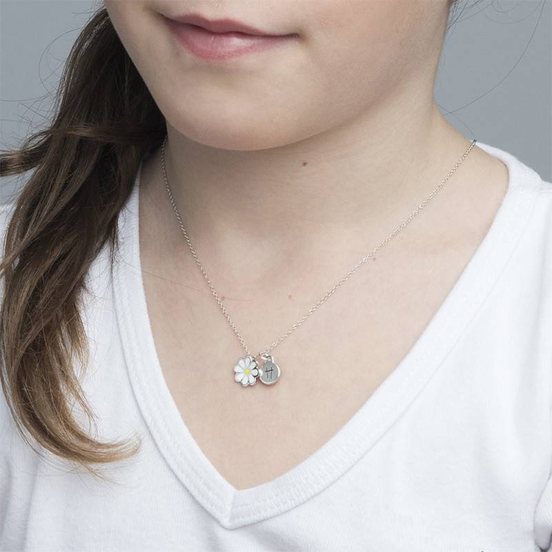 Enamel Flower Necklace for Kids with Initial Charm-3 product photo