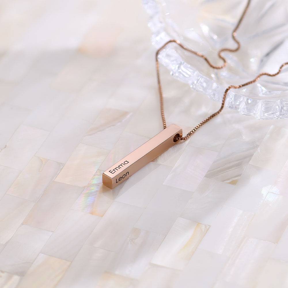Totem 3D Bar Necklace in 18k Rose Gold Plating-3 product photo