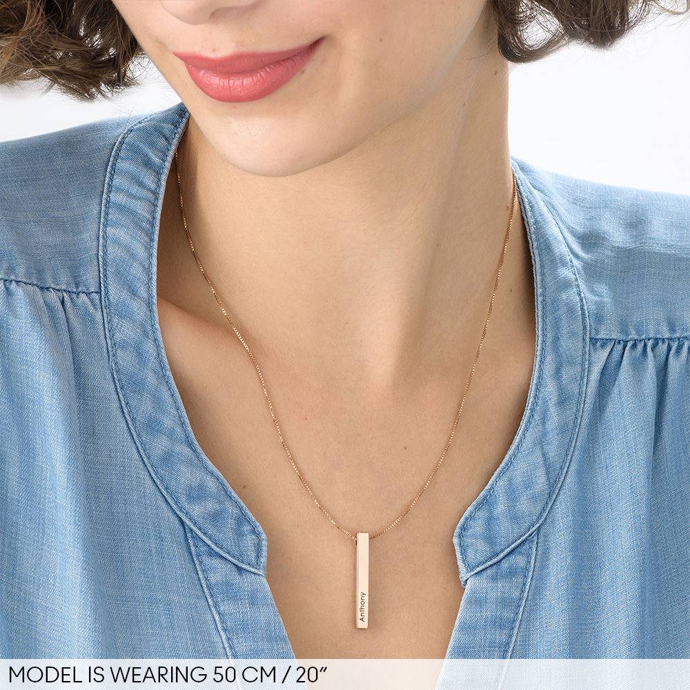 Totem 3D Bar Necklace in 18k Rose Gold Plating-4 product photo