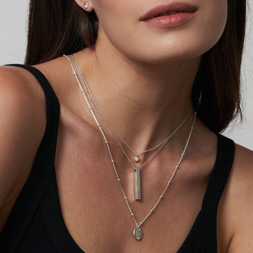 Long silver hot sale bar necklace