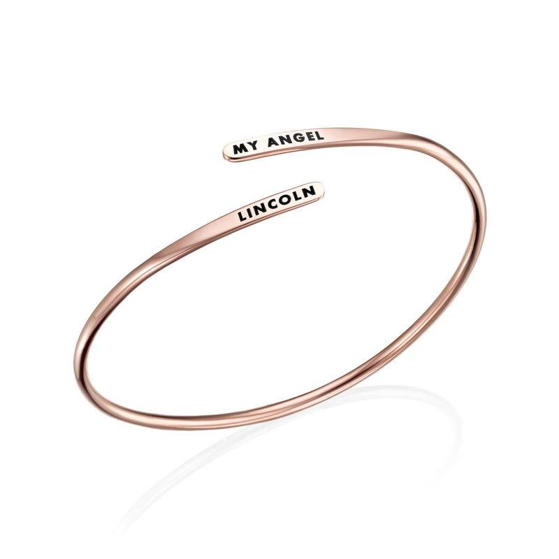 Engraved Adjustable Rose Gold Plated Cuff Bracelet-4 product photo