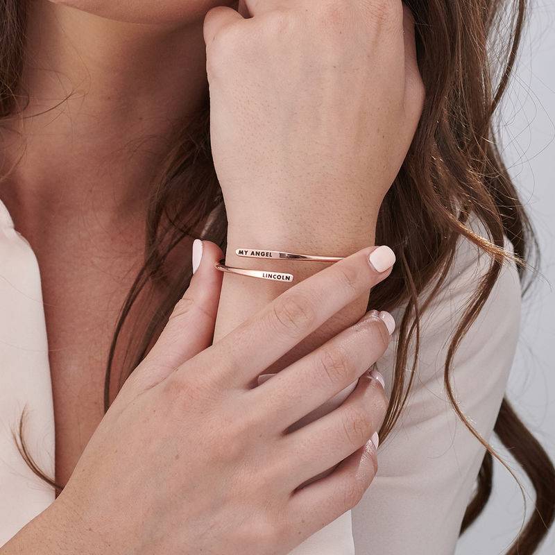 Engraved Adjustable Rose Gold Plated Cuff Bracelet-4 product photo