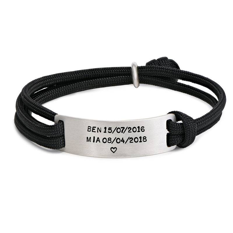 Engraved Bar Cord Bracelet For Men-2 product photo