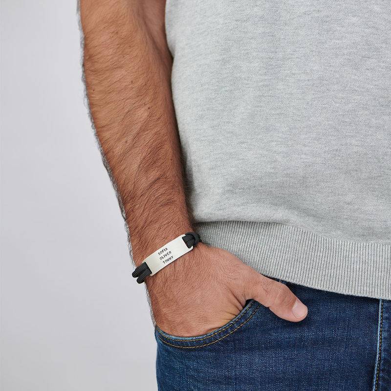 Engraved Bar Cord Bracelet For Men-4 product photo