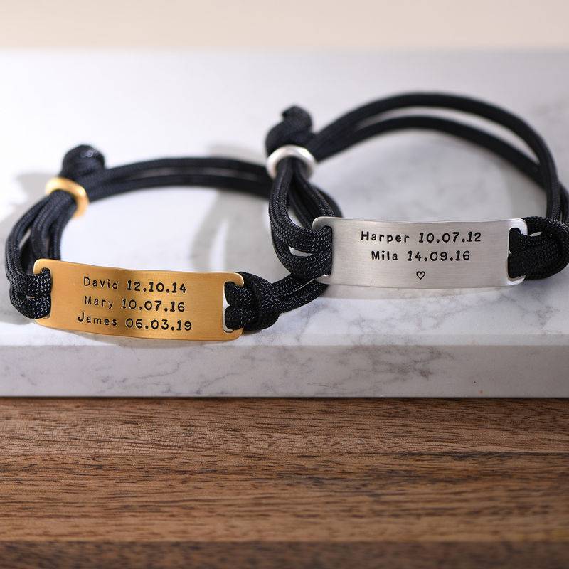 Engraved Bar Cord Bracelet For Men-5 product photo