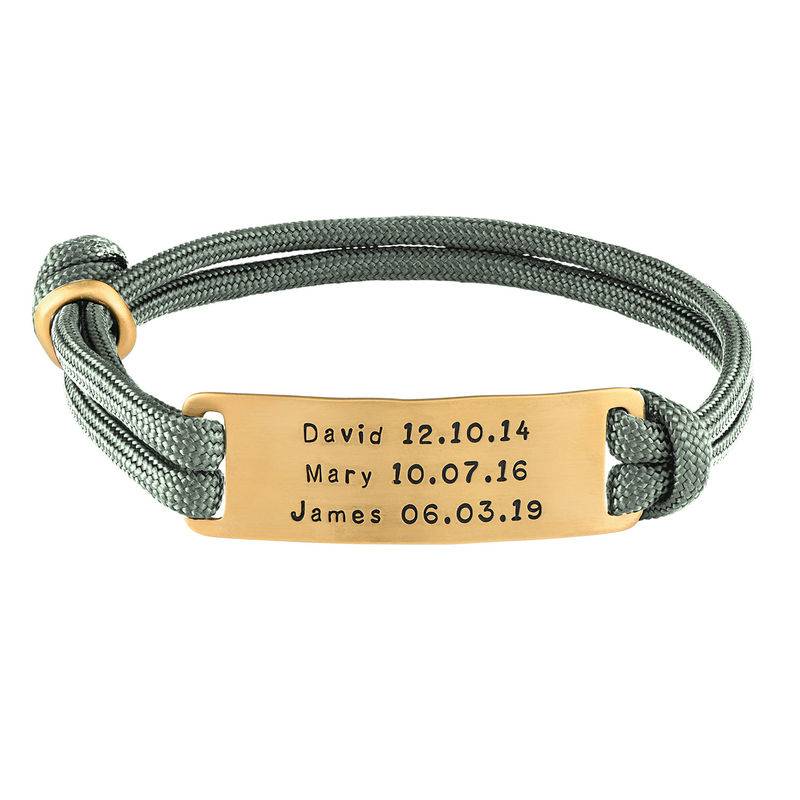 Engraved Bar Cord Bracelet For Men in 18K Gold Plating-2 product photo