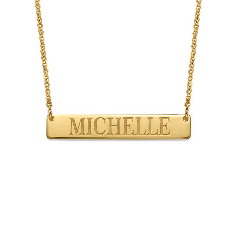 18k Gold Plated Engraved Bar Necklace-1 product photo