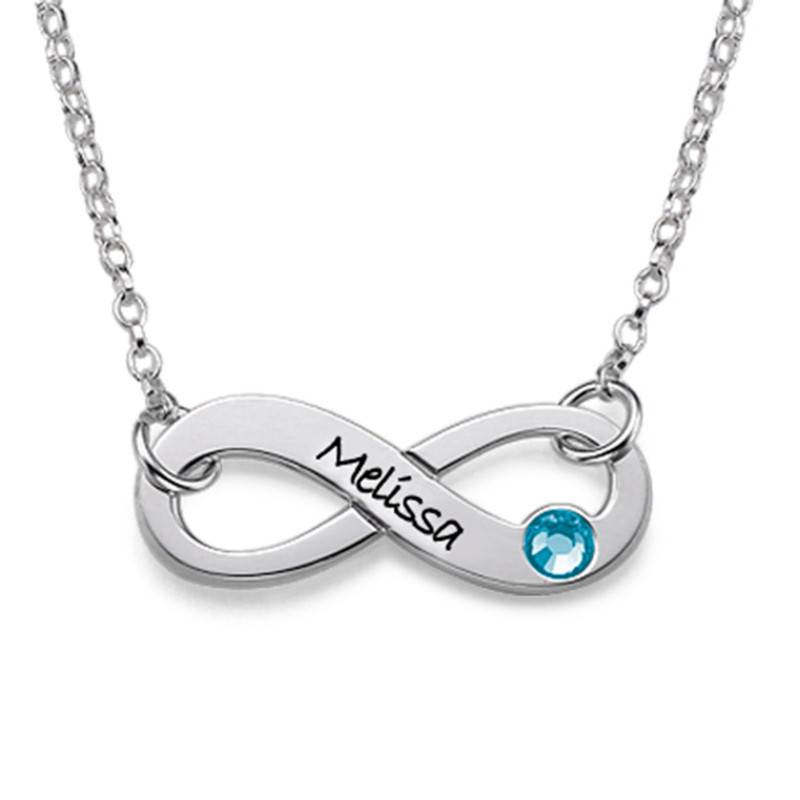 Engraved Birthstone Infinity Necklace-1 product photo