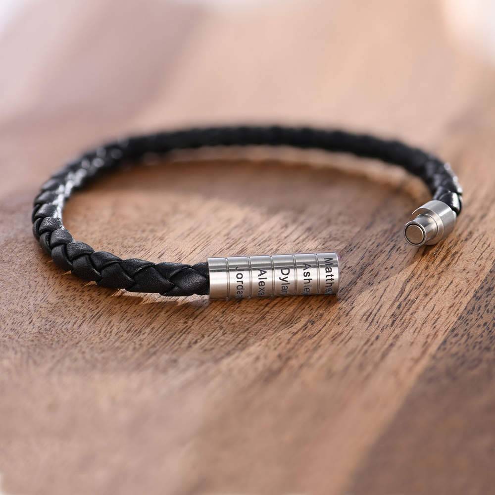 Navada Braided Leather Men Bracelet in Black-7 product photo