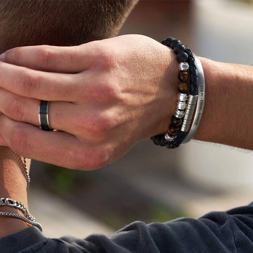 Navada Braided Leather Men Bracelet in Black-1 product photo