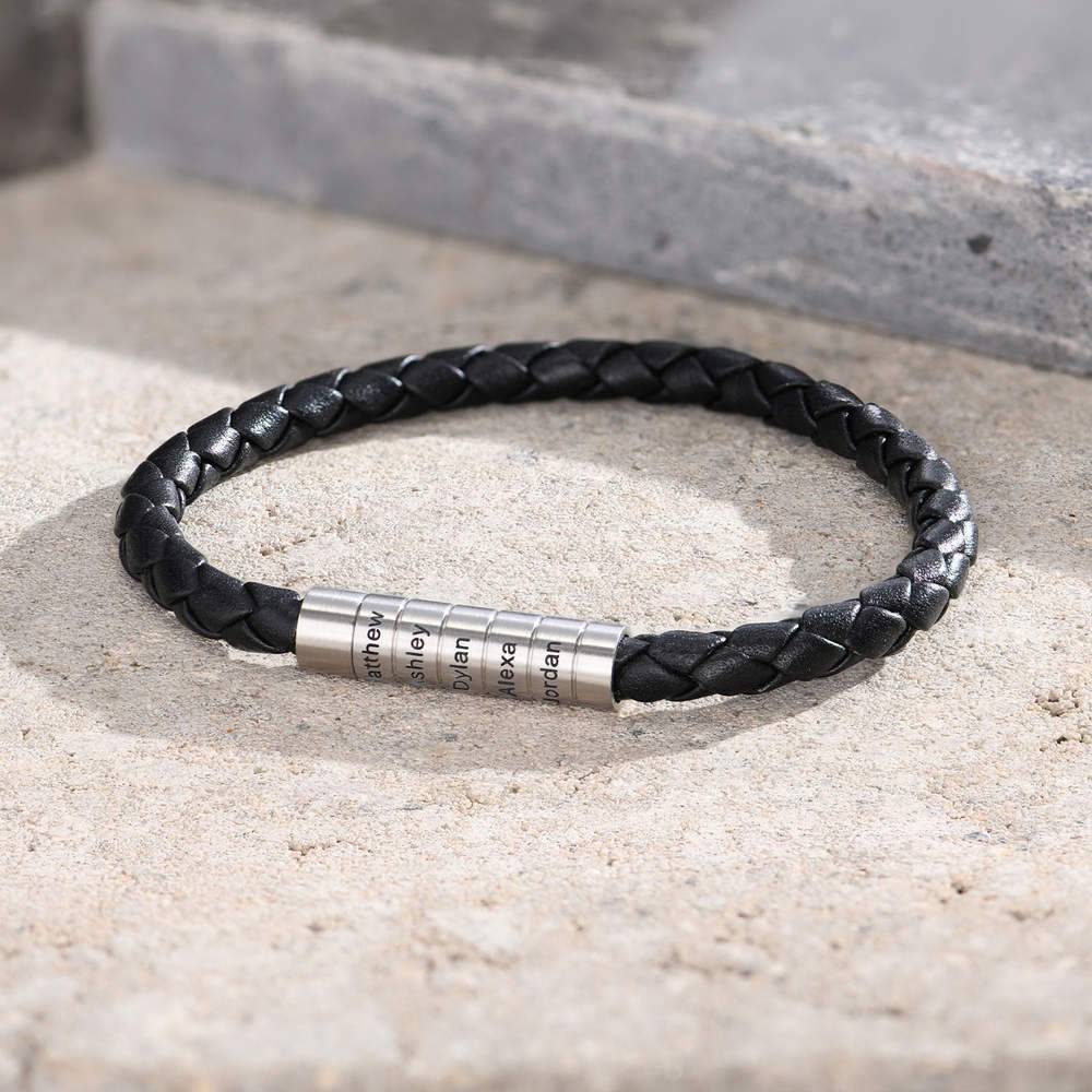 Navada Braided Leather Men Bracelet in Black-4 product photo