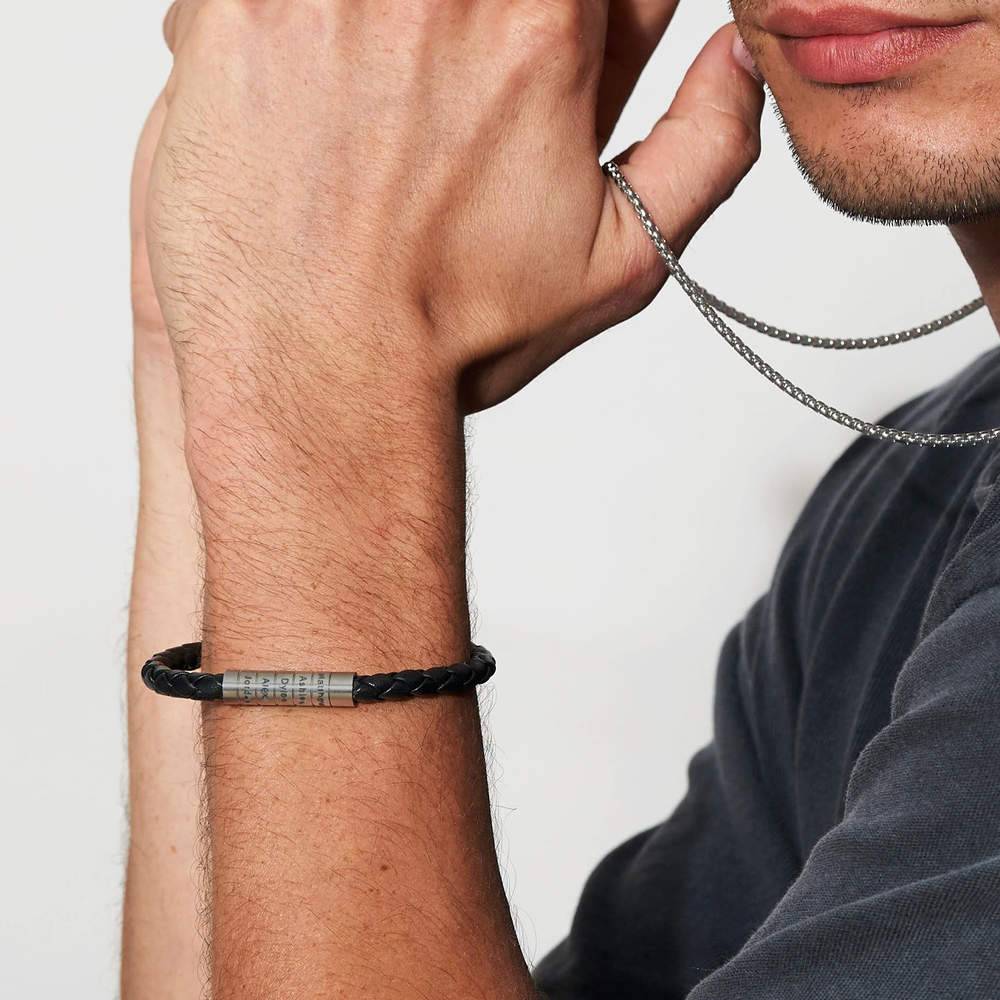 Navada Braided Leather Men Bracelet in Black-6 product photo