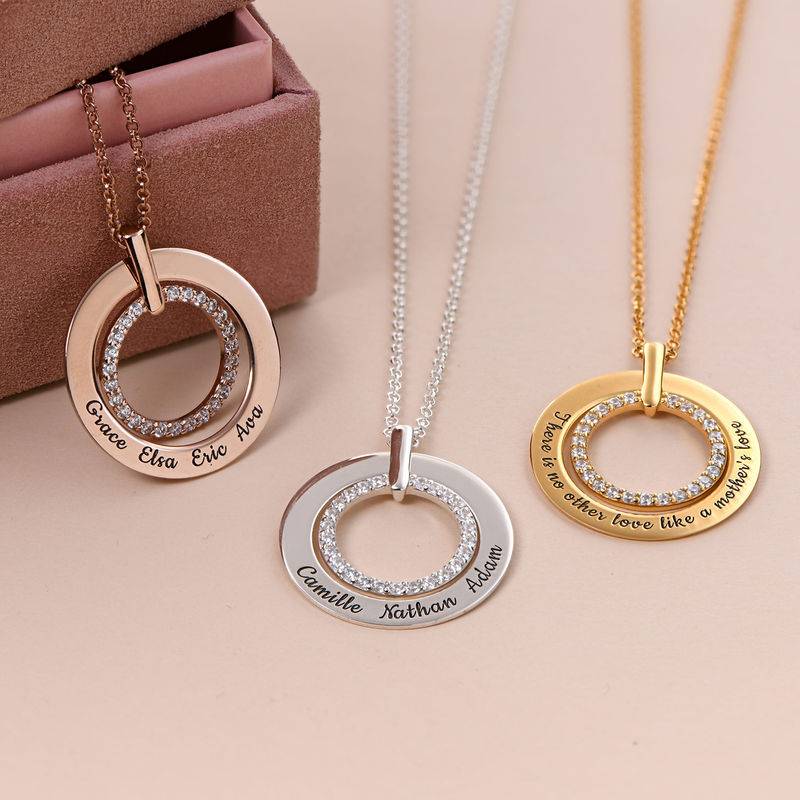 Engraved Circle Necklace in Rose Gold Plating-2 product photo