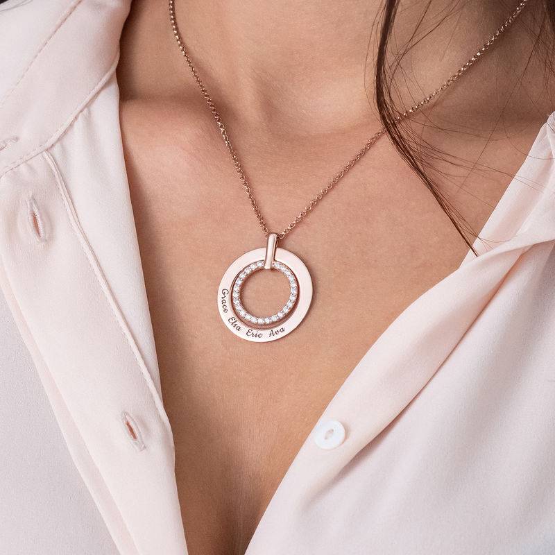 Engraved Circle Necklace in Rose Gold Plating-4 product photo