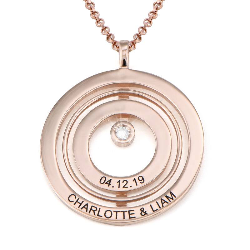 Engraved Circle of Life Necklace in Rose Gold Plating with Diamond-1 product photo