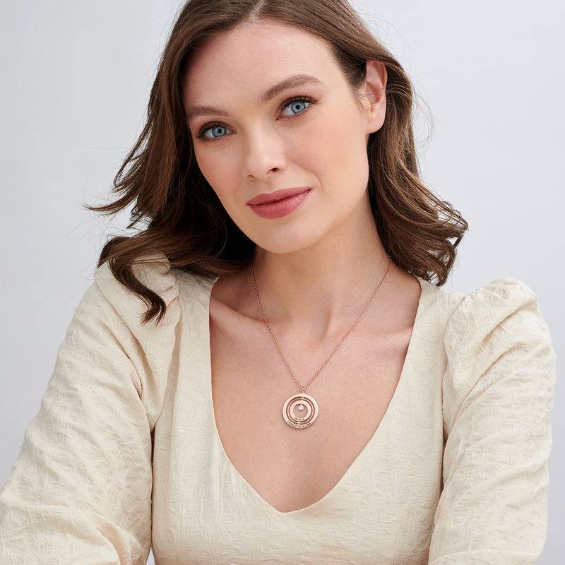 Engraved Circle of Life Necklace in Rose Gold Plating with Diamond-2 product photo