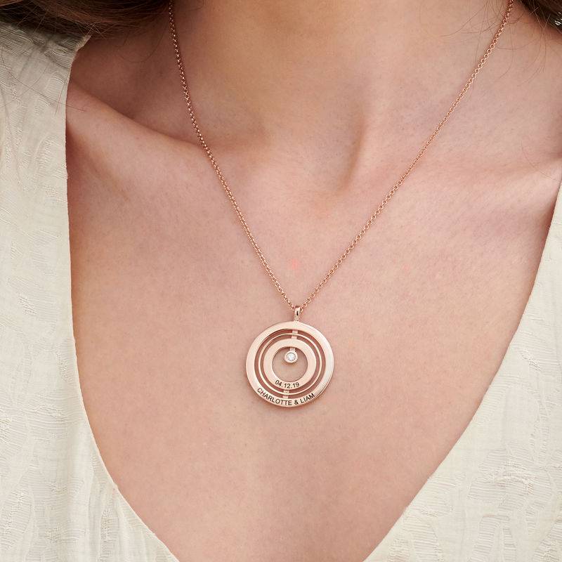Engraved Circle of Life Necklace in Rose Gold Plating with Diamond product photo