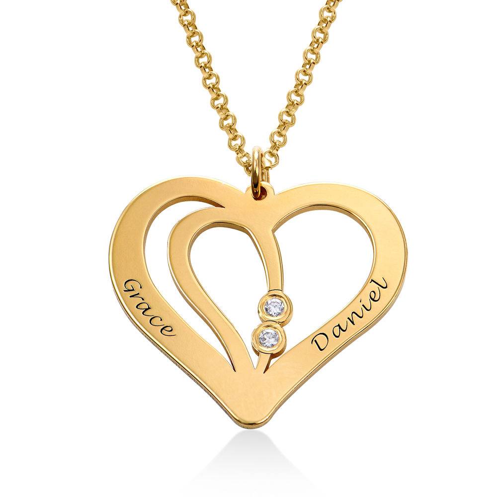 Engraved Couples Necklace in 18k Gold Vermeil with Diamond-1 product photo