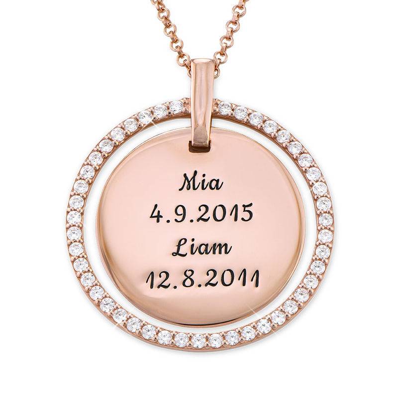 Engraved Disc Necklace in Rose Gold Plating-1 product photo
