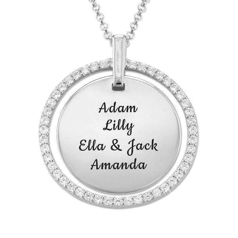 Engraved Disc Necklace in Silver-1 product photo