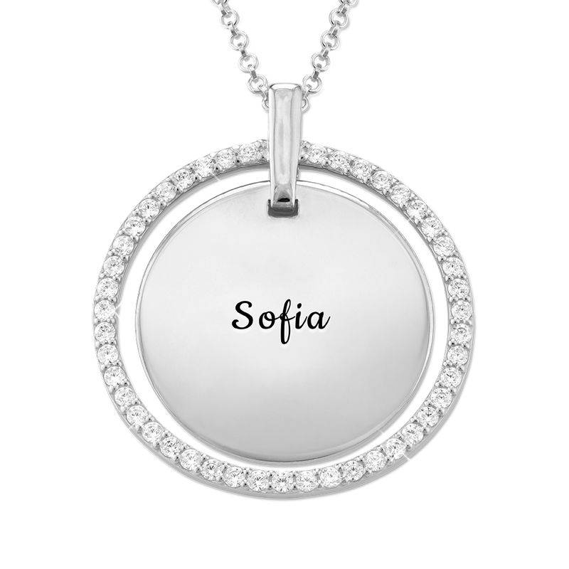 Engraved Disc Necklace in Silver-2 product photo