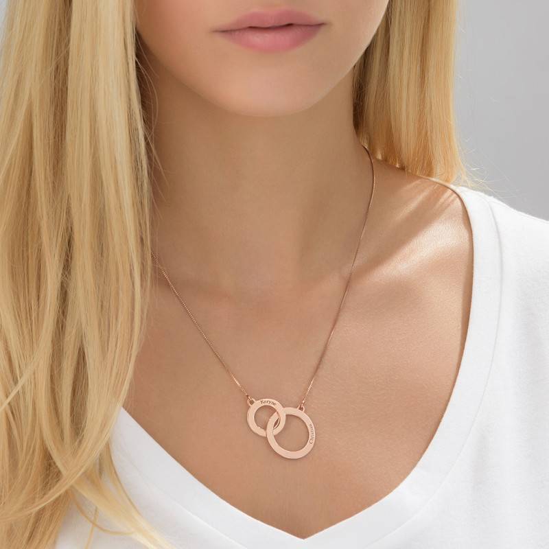 Engraved Eternity Circles Necklace in Rose Gold Plating product photo