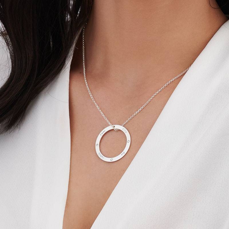 Engraved Family Circle Necklace for Mom in Sterling Silver product photo