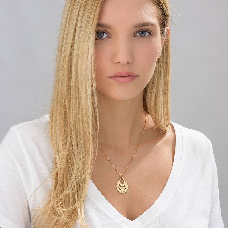 Engraved Family Necklace Drop Shaped in 18k Gold Vermeil-3 product photo