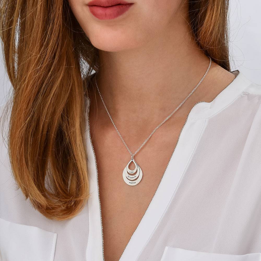 Engraved Family Necklace Drop Shaped in Premium Silver-3 product photo